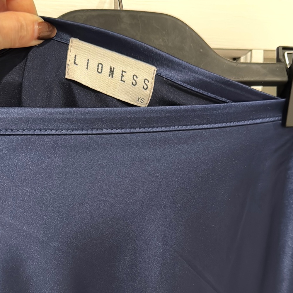 Elevated Navy Satin Women's Skirt - Lioness, XS - Picture 3 of 5